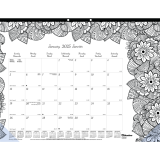 Blueline® DoodlePlan™ Colouring Monthly Desk Pad 22" x 17" Botanica Design
