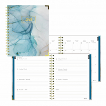 Blueline® Quartz Weekly/Monthly Planner Hard Cover 9-1/4" x 7-1/4"Bilingual Turquoise