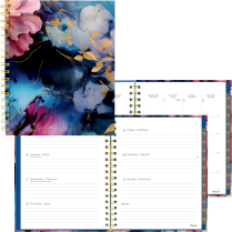Blueline® Quartz Weekly/Monthly Planner Hard Cover 9-1/4"x7-1/4"Bilingual Turquoise