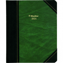Blueline® Traditional Daily Diary Hard Cover 8-1/8" x 6-1/2" Bilingual Green
