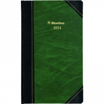 Blueline® Traditional Daily Diary Hard Cover Bilingual 13-3/8" x 8" Green