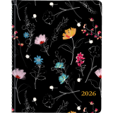 Blueline® Dramatic Floral Monthly Planner 11"x8-1/2" Bilingual Black