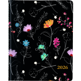 Blueline® Dramatic Floral Weekly/Monthly Planner 11" x 8-1/2" Bilingual Black