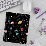 Blueline® Dramatic Floral Weekly/Monthly Planner 11" x 8-1/2" Bilingual Black