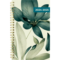 Blueline® Academic Weekly/Monthly Planner Poly Cover 8" x 5" Green Foliage Design