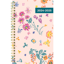 Blueline® Academic Weekly/Monthly Planner Poly Cover 8" x 5" Pink Foliage Design