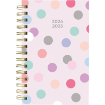 Blueline® Academic Daily/Monthly Planners Poly Cover 8" x 5" Pink Polka Dots