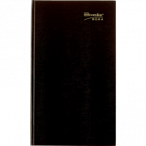Brownline® Traditional Daily Hard Cover Bound Journal 13-3/8" x 7-7/8" Black English