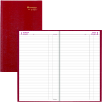 Brownline® Traditional Daily Hard Cover Bound Journal 13-3/8"x7-7/8" Red English