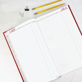 Brownline® Traditional Daily Hard Cover Bound Journal 13-3/8" x 7-7/8" Red English