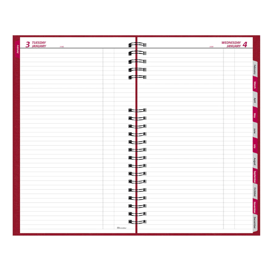 Brownline® CoilPro Daily Journal 13-3/8" x 7-7/8" Red English