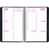 Brownline® Essential Weekly Diary Twin Wire Flexible Cover 8" x 5" English Black