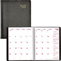 Brownline 16-Month Monthly Planner 11"x8-1/2" English Black