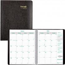 Brownline® EcoLogix® Monthly Planner 11" x 8-1/2" English Black
