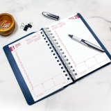 Brownline® Essential Daily Diary Twin Wire 8" x 5" English Blue