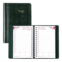 Brownline® Essential Daily Diary Twin Wire 8"x5" English Green