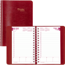 Brownline® Essential Daily Diary Twin Wire 8"x5" English Red