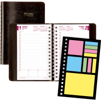 Brownline® Essential PlannerPlus Daily Diary Twin Wire Soft Cover 5"x8" English Black