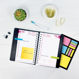 Brownline® Essential PlannerPlus Daily Diary Twin Wire Soft Cover 5"x8" English Black