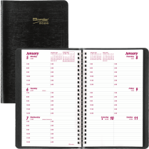 Brownline® Essential Weekly Diary Soft Cover Twin Wire 8"x5" English Black