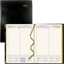 Brownline® Executive Daily Diary Hard Cover 10-3/4"x7-3/4" Trilingual Black