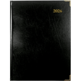 Brownline® Executive Daily Diary Hard Cover 10-3/4" x 7-3/4" Trilingual Black