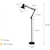 Bostitch® Office Swing Arm LED Floor Lamp 72" Black