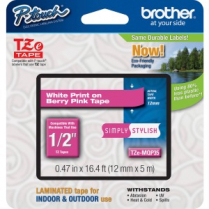 Brother P-Touch Tze Tape 12mm White on Berry Pink