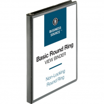 Business Source Round Ring View Binder 1/2" Black