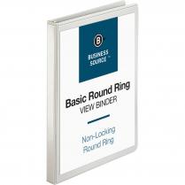 Business Source Round Ring View Binder 1/2" White