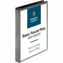 Business Source Round Ring View Binder 1" Black