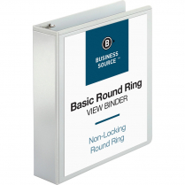 Business Source Round Ring View Binder 2" White
