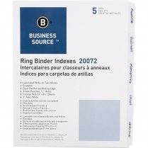 Business Source Write-On Index Dividers White 5 Tabs