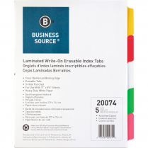 Business Source Write-On Index Dividers Colours 5 Tabs