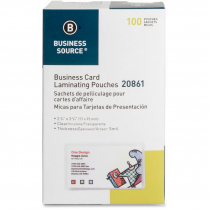 Business Source Laminating Pouches 5mil 2-1/4" x 3-3/4" Business Card 100/box