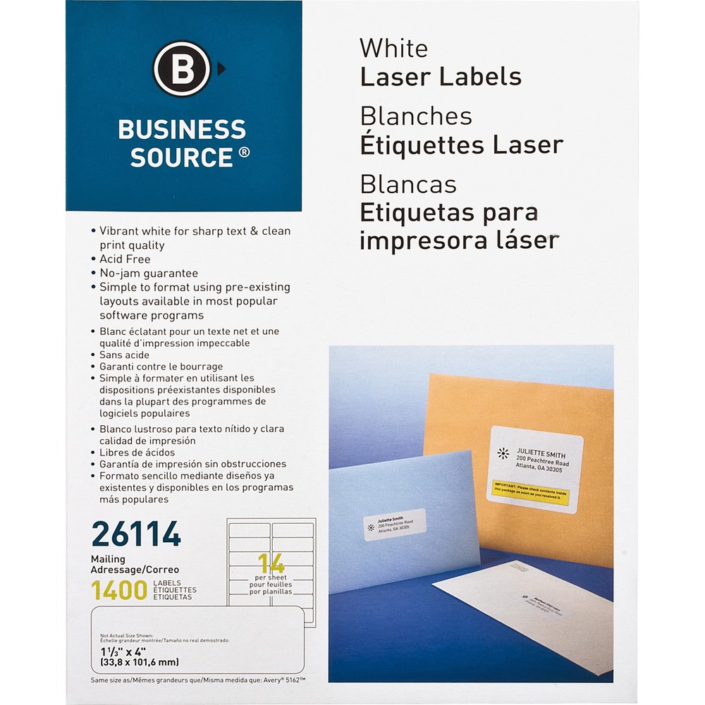 business source white laser labels 26113