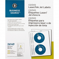 Business Source CD/DVD Labels Laser/Inkjet 300/Pkg