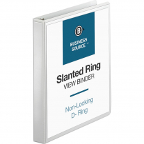 Business Source D Ring View Binder 1" White
