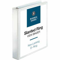Business Source D Ring View Binder 1-1/2" White