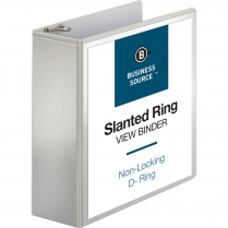 Business Source D Ring View Binder 4" White