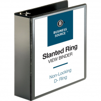 Business Source D Ring View Binder 3" Black