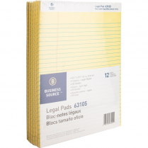 Business Source Micro-Perforated Ruled Pads 8-1/2" x 11-3/4" Yellow 12/pkg