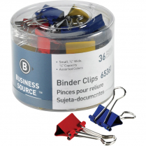 Business Source Binder Clips 3/4" Assorted Colours 40/pkg