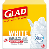 GLAD GARBAGE BAGS SML 25L 100B WHITE