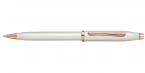 Cross Century II Pearlescent White Lacquer Ballpoint Pen with Rose Gold Accents.  Medium Point.  Black Ink.