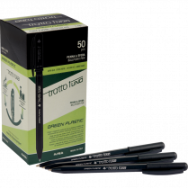 Dixon® Tratto 1 Uno Green Plastic Retractable Ball Point Pens Medium Black 50/box