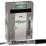 Dixon® Redimark Permanent Markers Black 12/box