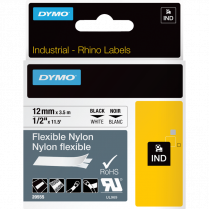 DYMO® Rhino® Flexible Nylon Tape 1/2" Black on White