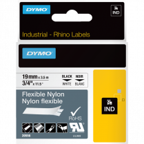 DYMO® Rhino® Flexible Nylon Tape 3/4" Black on White