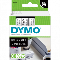 DYMO® D1™ Polyester Replacement Tape 3/8" Black on Clear
